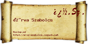 Árva Szabolcs névjegykártya